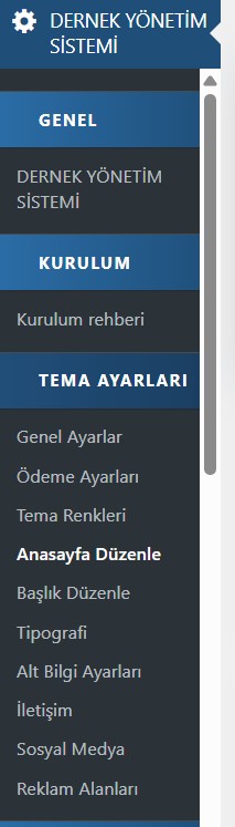 Dernek Yönetim Sistemi - Yapılandırma ve Tema Ayarları